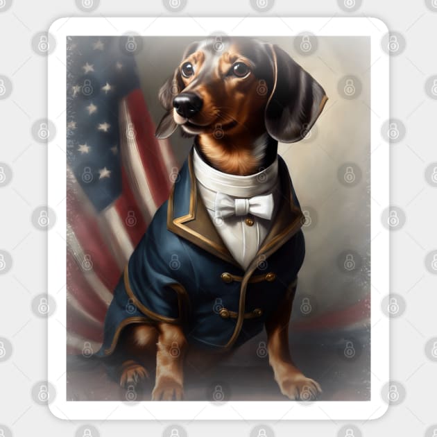 Patriotic Dachshund Sticker by Long-N-Short-Shop